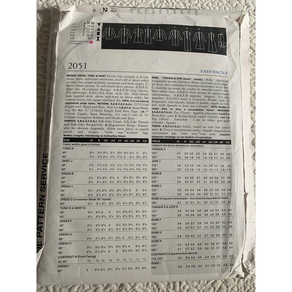 Vogue Misses Dress Sewing Pattern 2051 Sz 6 - 10 - Uncut - Picture 6 of 9